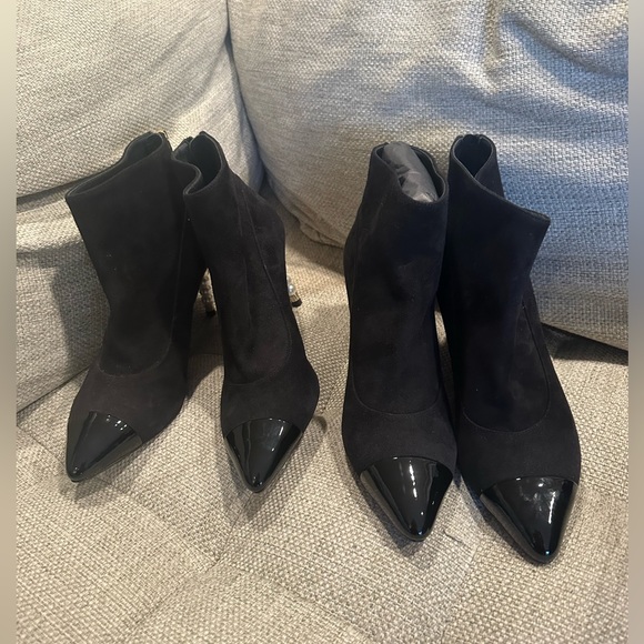 CHANEL Patent Cal - Short Boots Black Cap Toe Pearl size 36 BRAND NEW - Picture 4 of 15